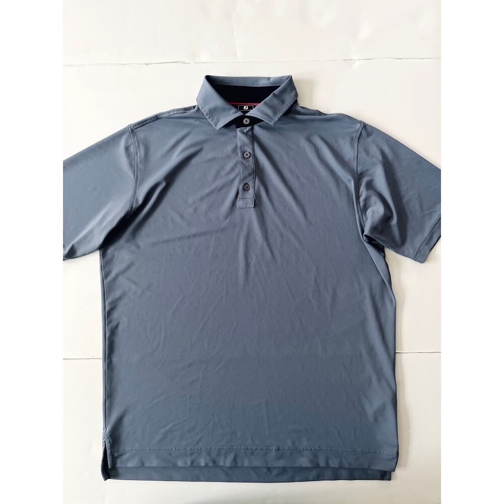 FootJoy FJ Golf Polo Shirt Men L Gray Stretch Athletic Athleisure Logo Sport